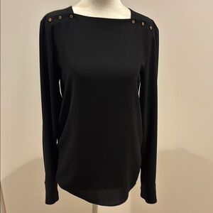 Zara Black Blouse with Long Sleeves and Square Neckline